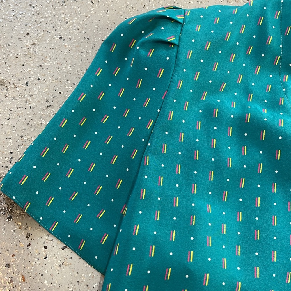 VINTAGE SHORT SLEEVE FIT AND FLARE DRESS GREEN SIZE 6 - Picture 7 of 12